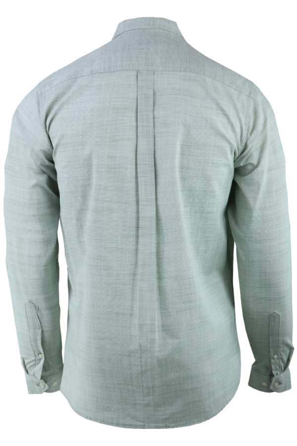 Camisa Elegante Manga Larga Verde Manzana Slim Fit Textura Lino Para Hombre